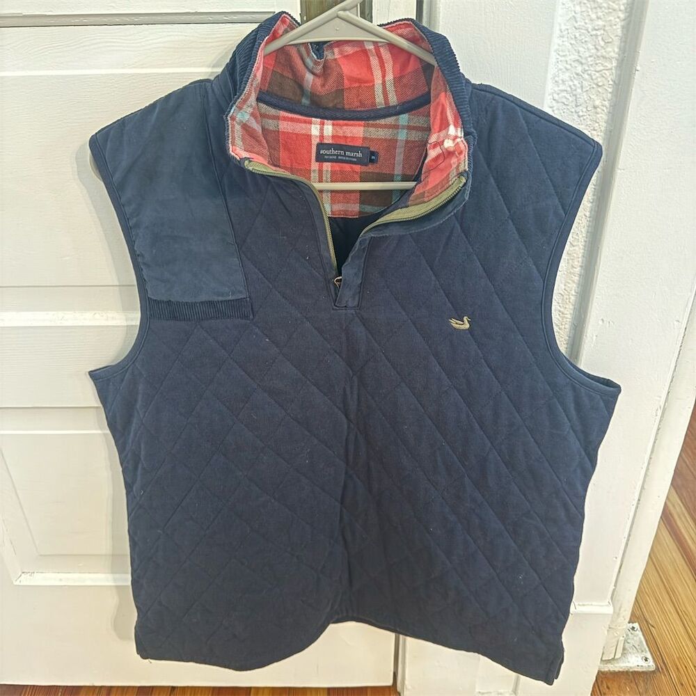 Southern Marsh Men's Quilted Vest Blue Medium Full Zip Casual Outdoor